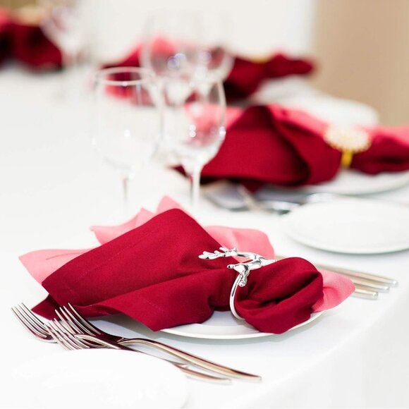 Stylish 6 Pcs Silver Napkin Holders with Reindeer Design for Parties & Weddings - Picture 4 of 7